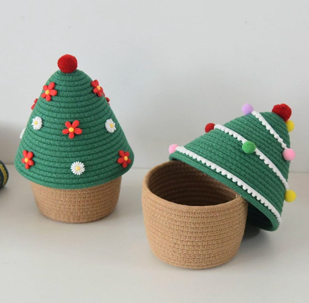 Christmas Tree Design Rope Storage Basket